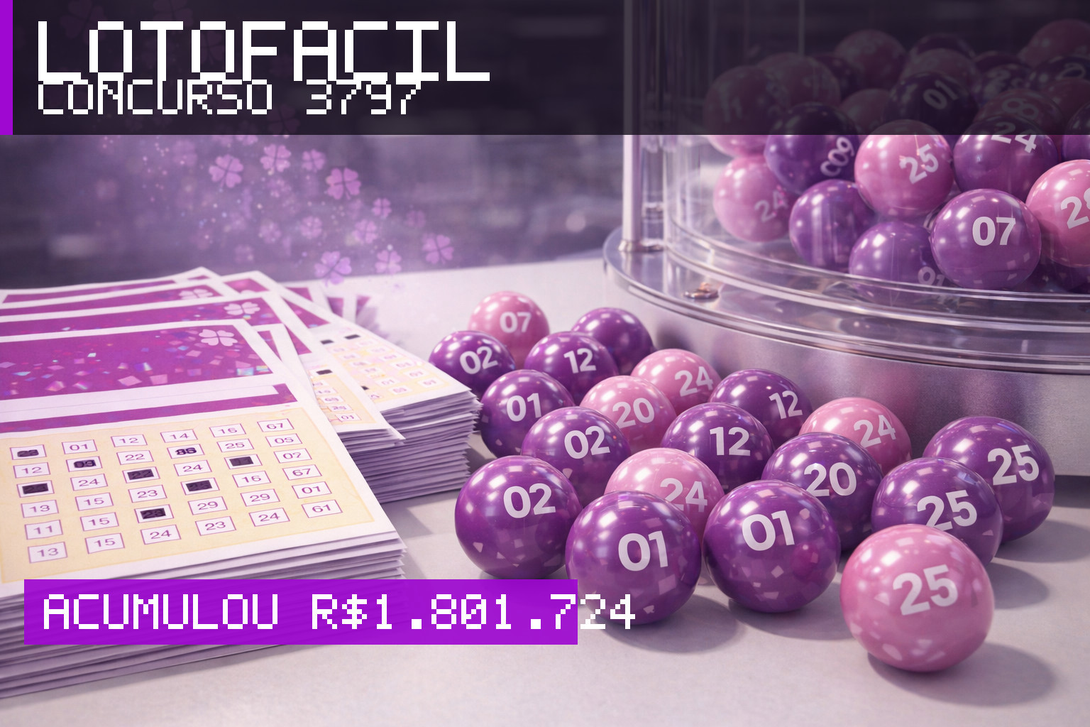 Resultado da Lotofácil, concurso 3797: acumulou r$ 1.801.724
