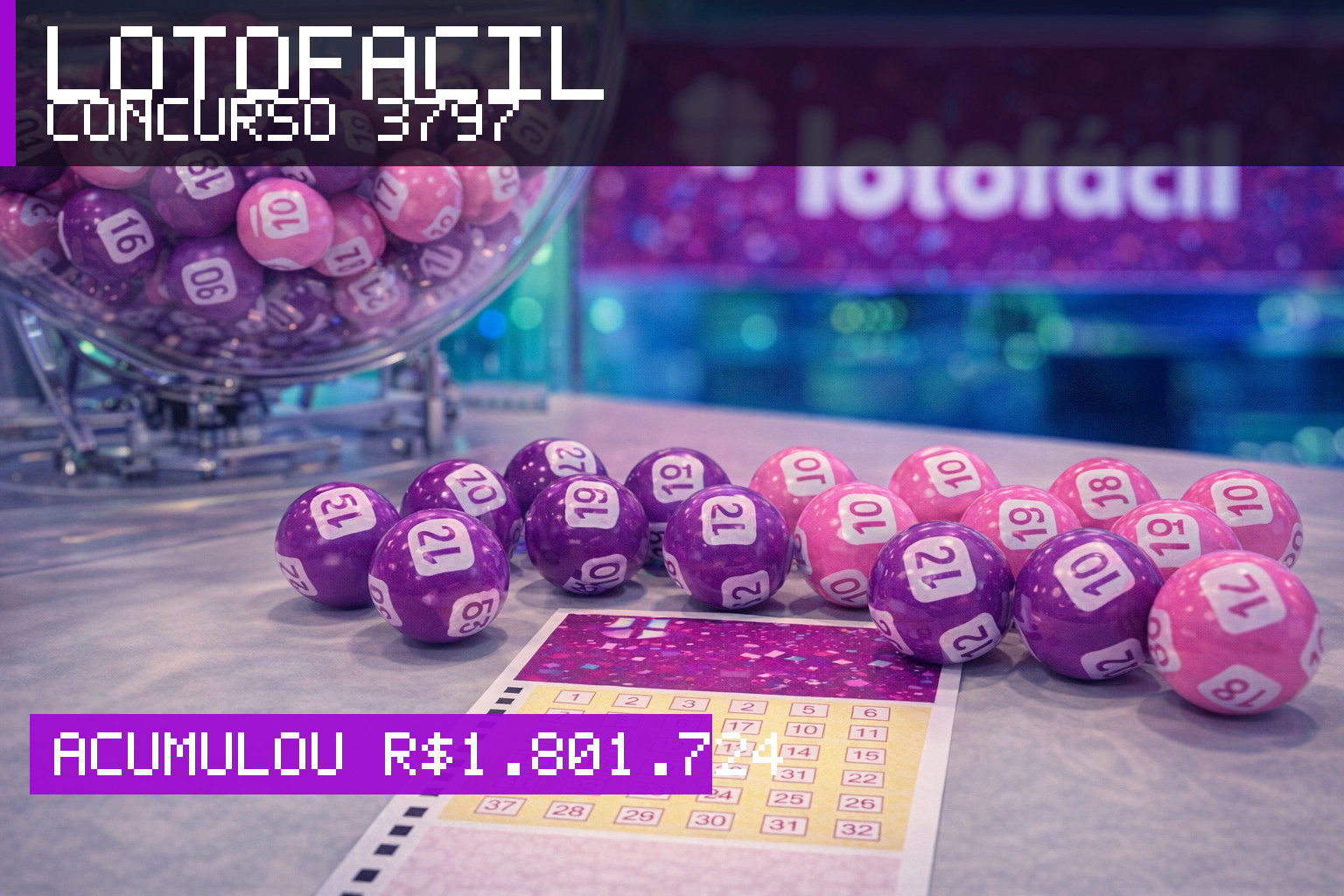 Resultado da Lotofácil, concurso 3797: acumulou r$ 1.801.724