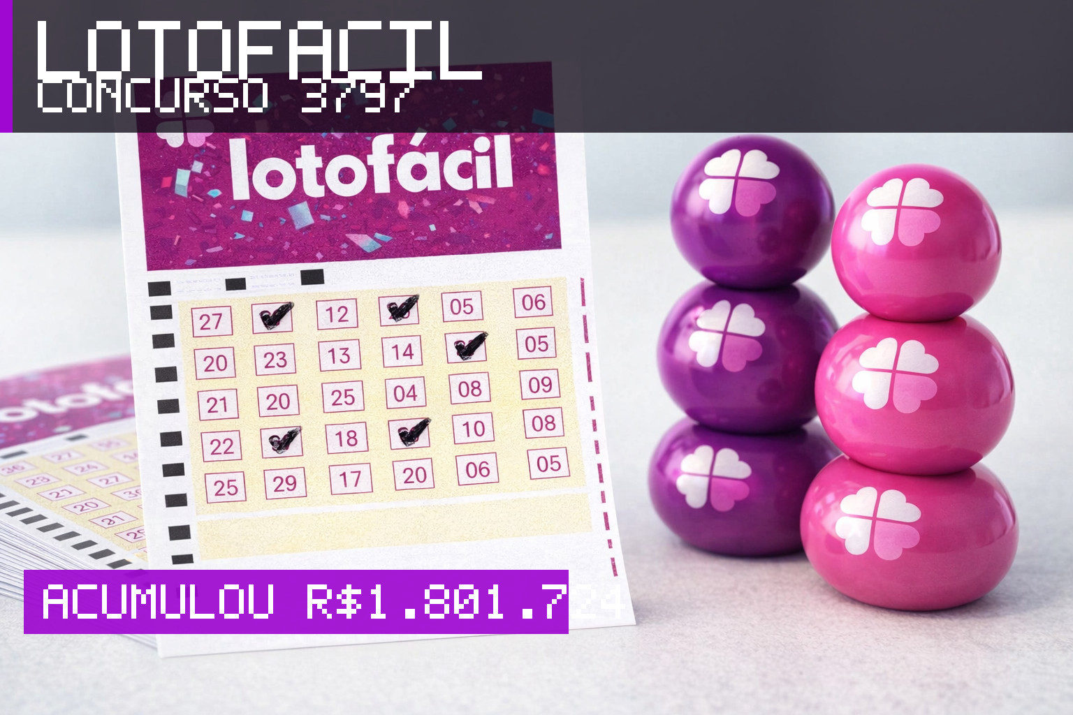 Resultado da Lotofácil, concurso 3797: acumulou r$ 1.801.724