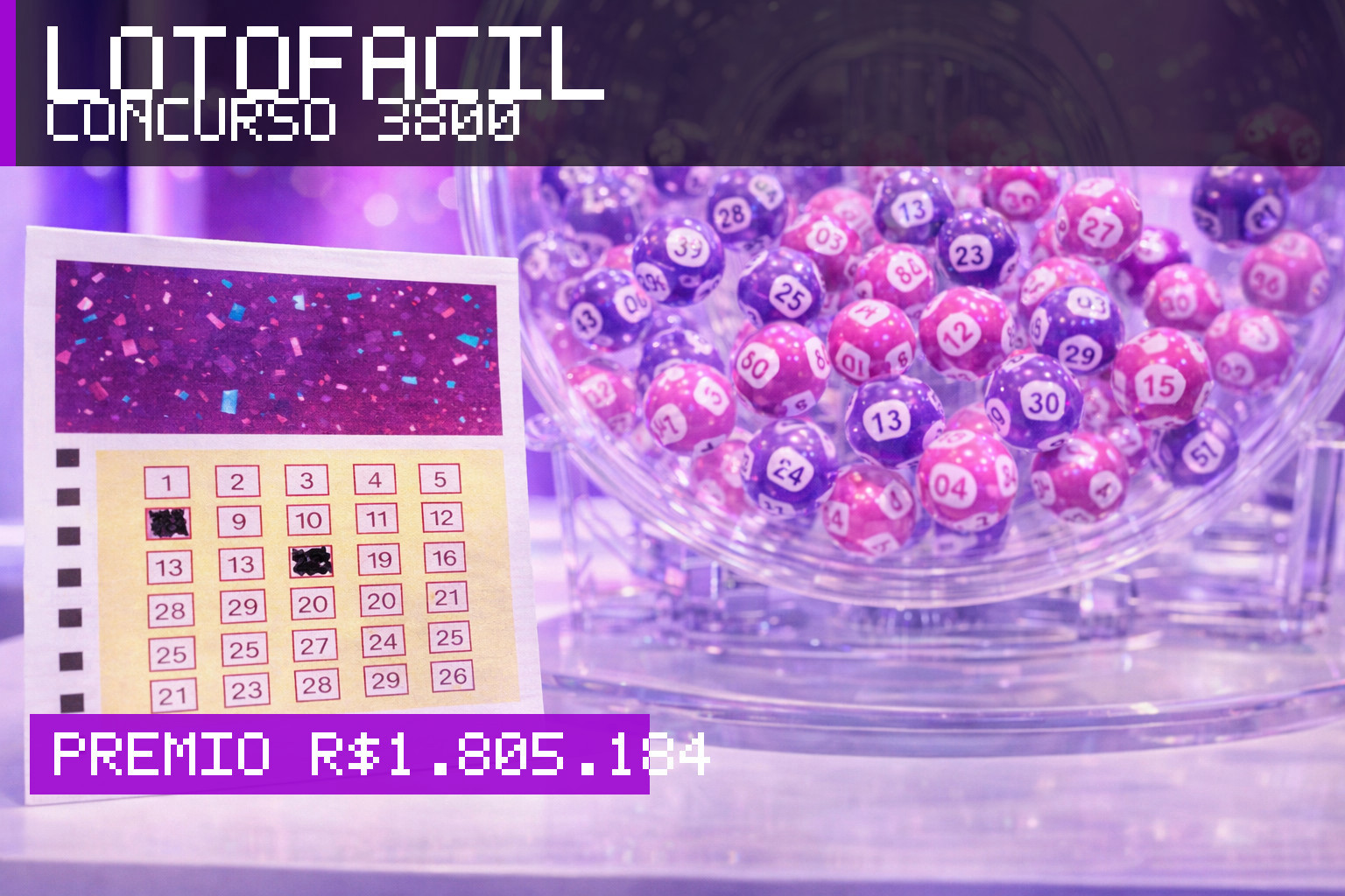 Resultado da Lotofácil, concurso 3800: prêmio r$ 1.805.184