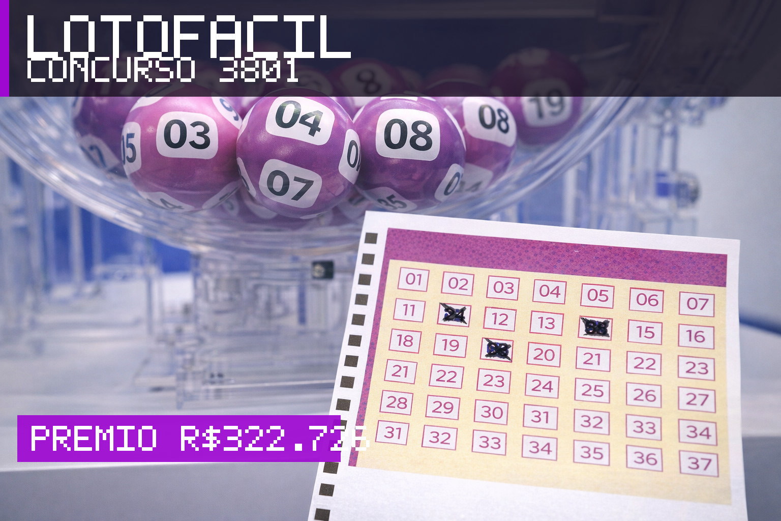 Resultado da Lotofácil, concurso 3801: prêmio r$ 322.726