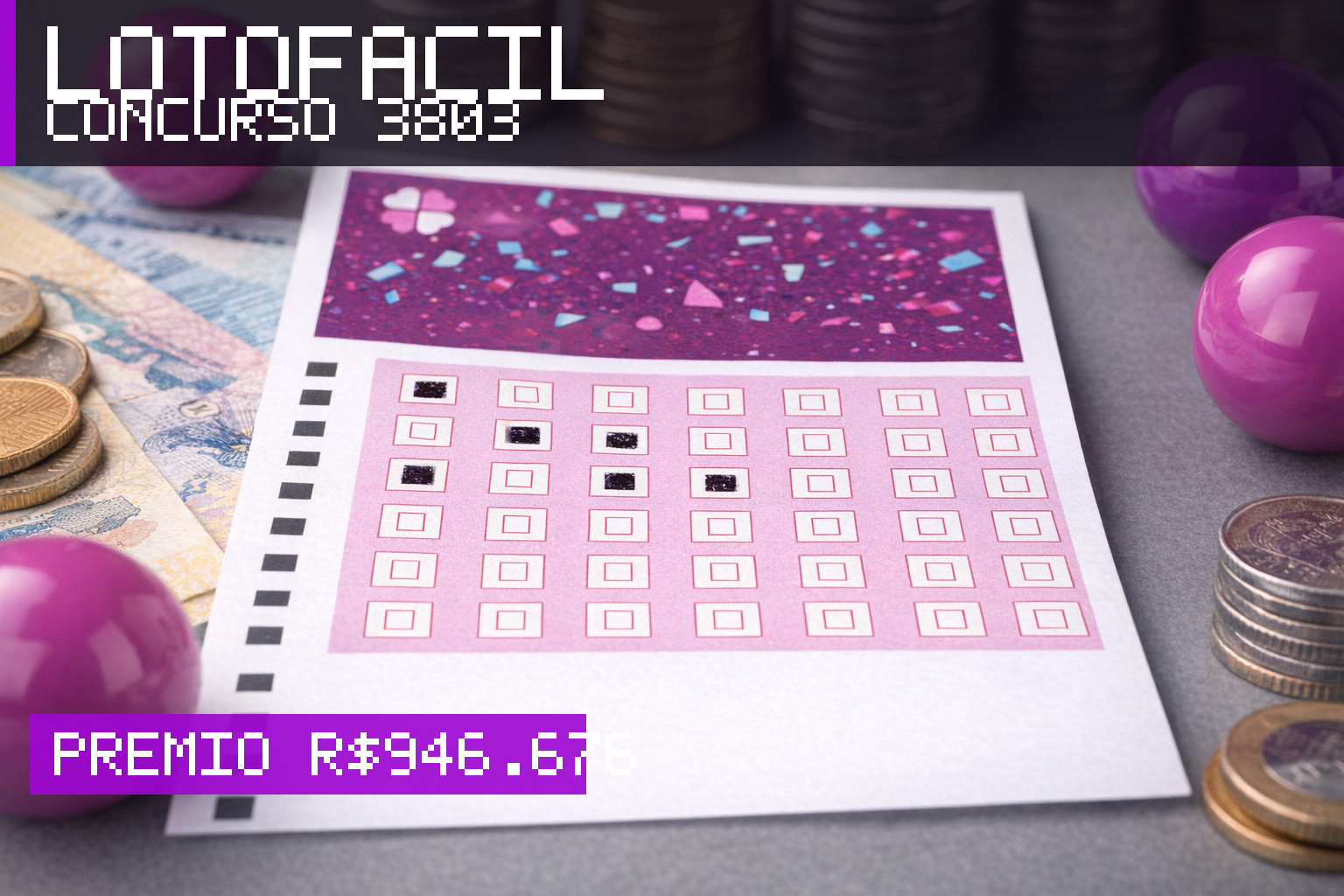 Resultado da Lotofácil, concurso 3803: prêmio r$ 946.676