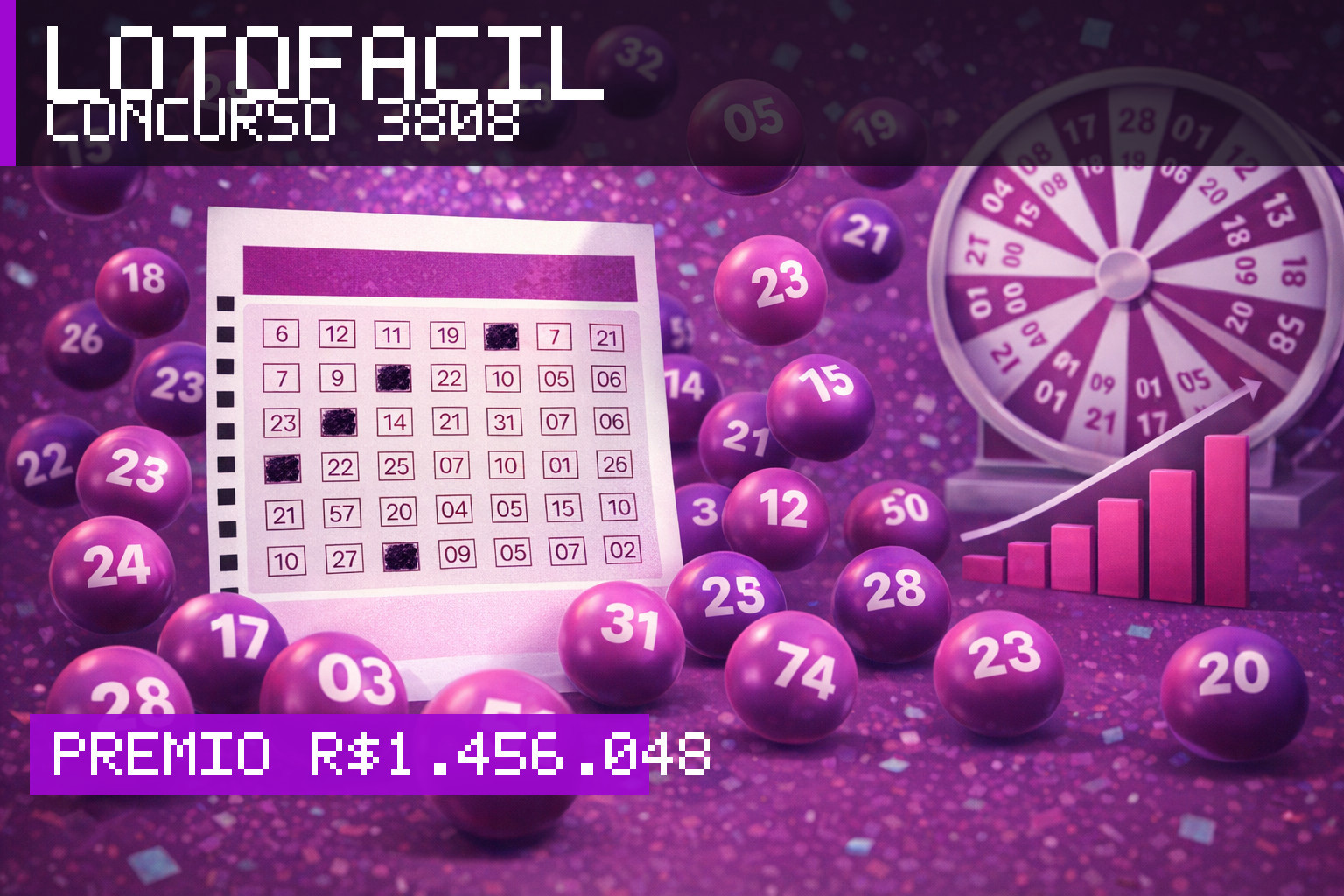 Resultado da Lotofácil, concurso 3808: prêmio r$ 1.456.048