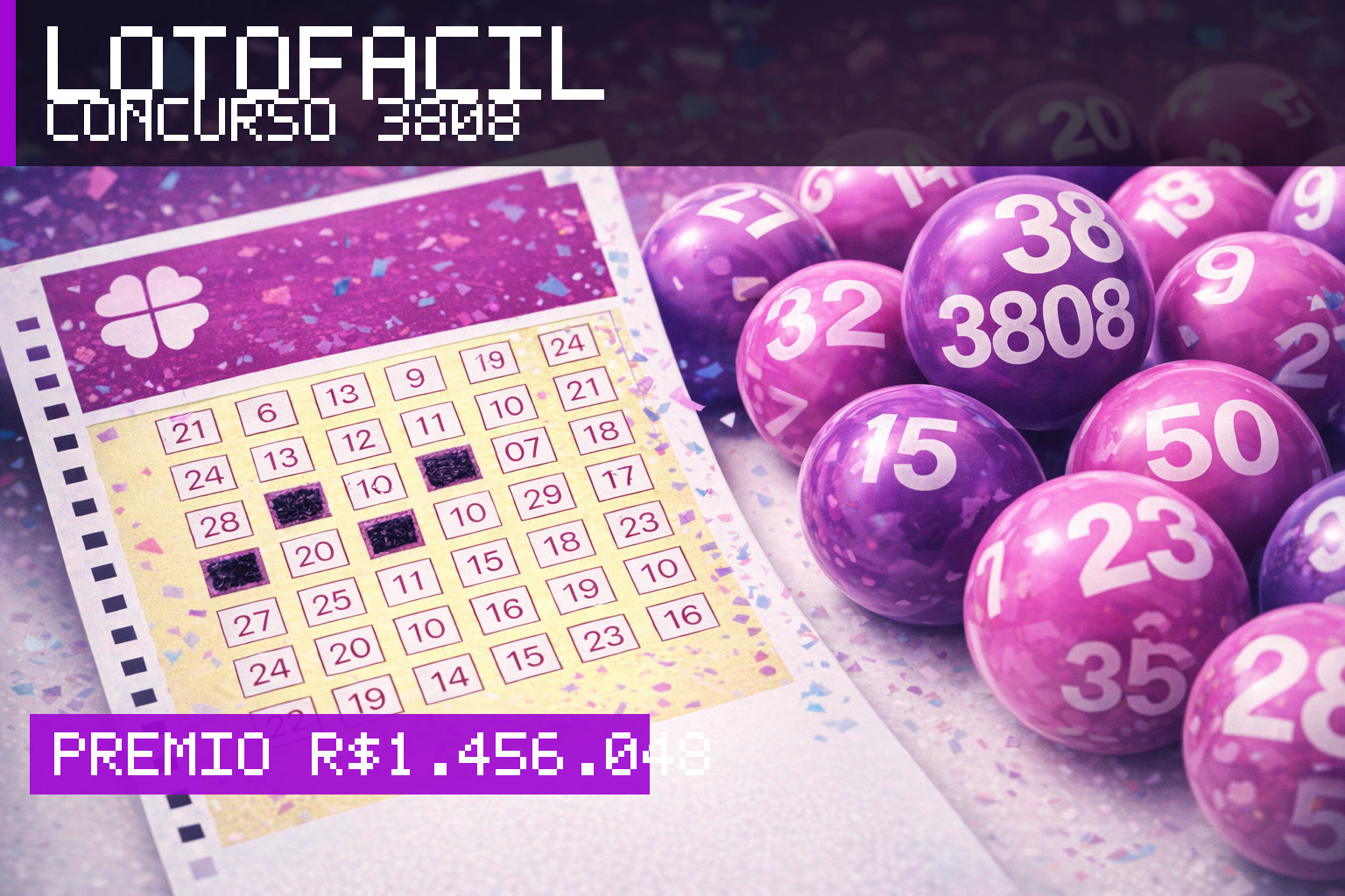 Resultado da Lotofácil, concurso 3808: prêmio r$ 1.456.048