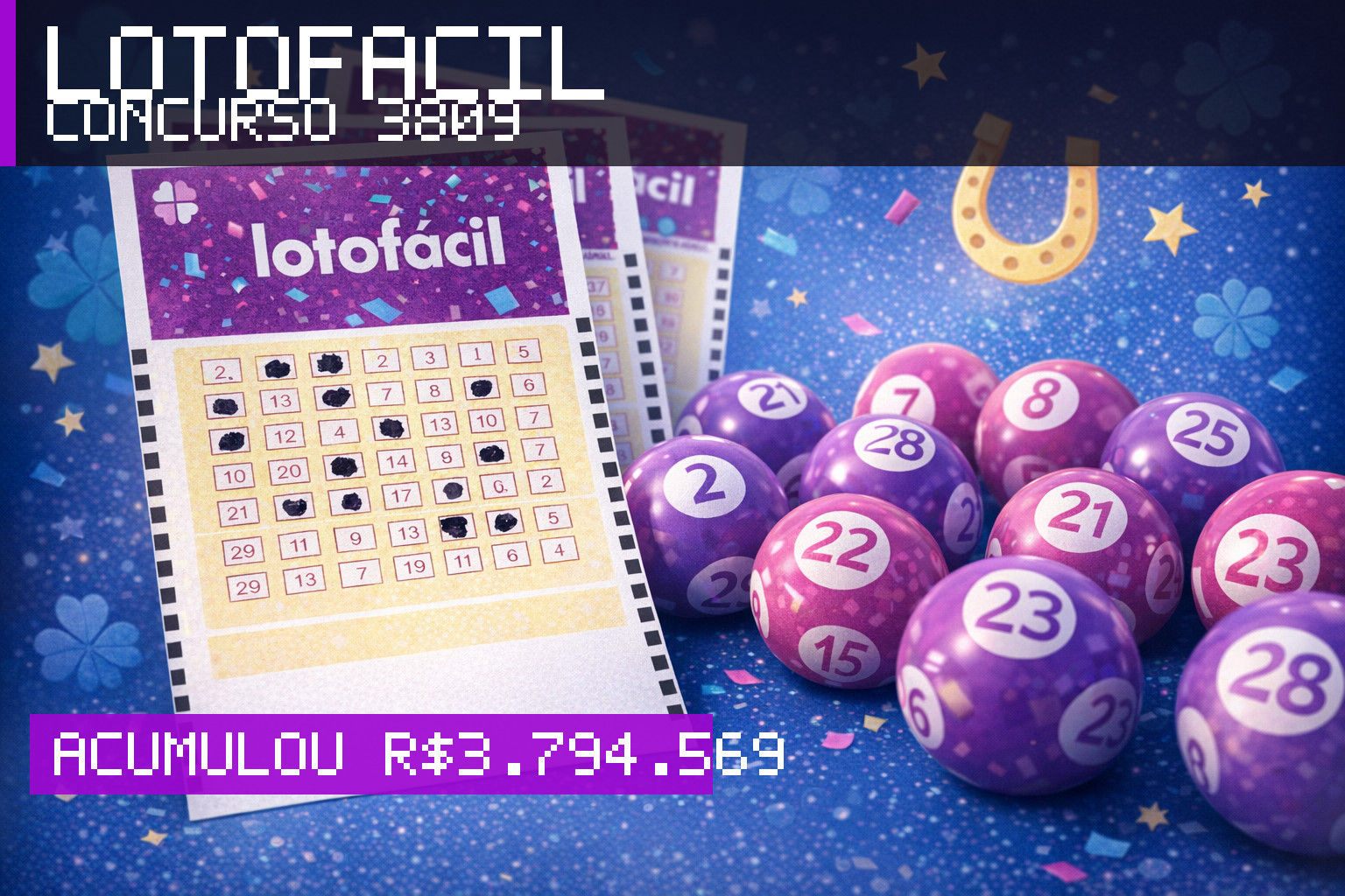 Resultado da Lotofácil, concurso 3809: acumulou r$ 3.794.569