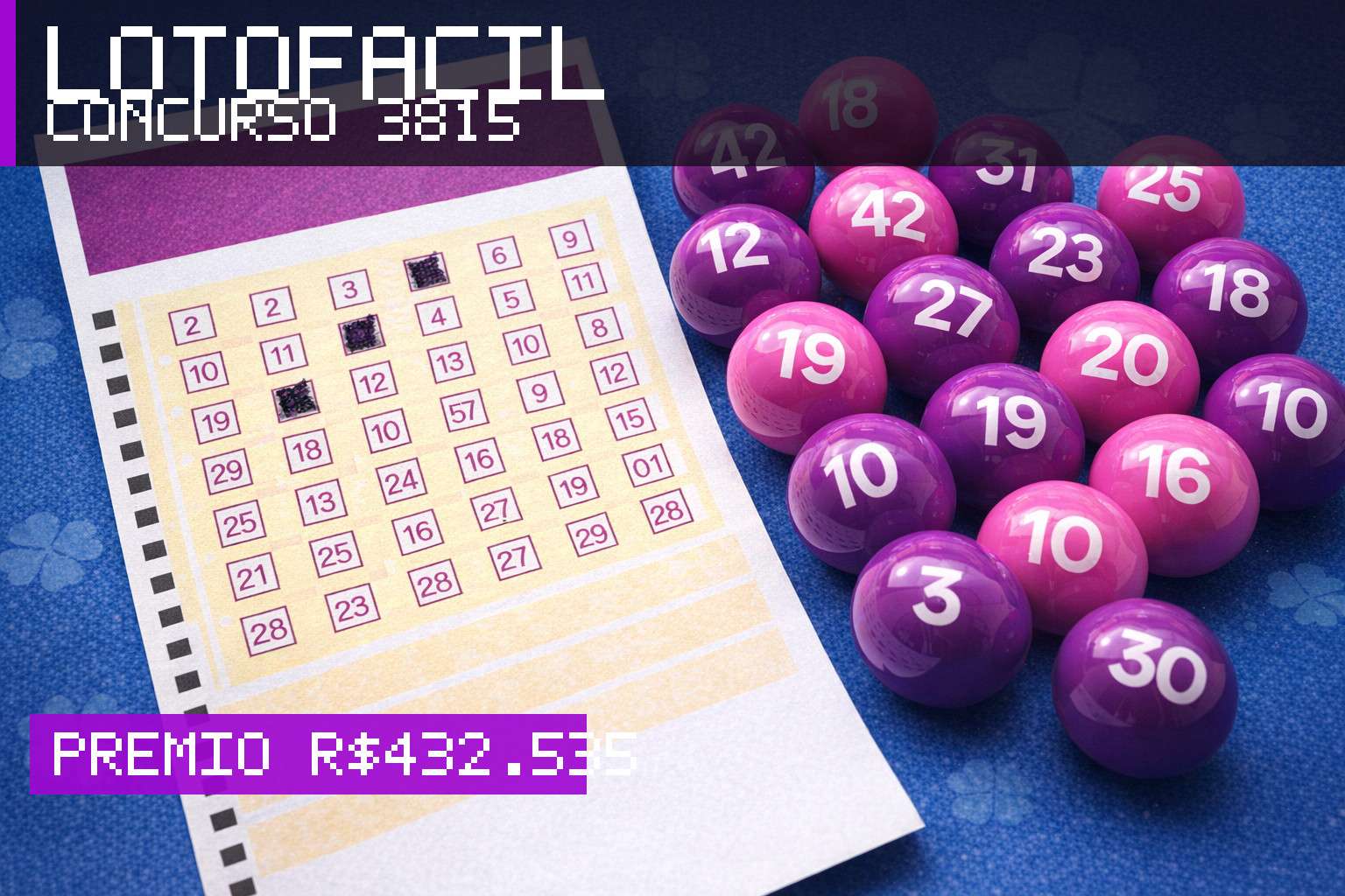 Resultado da Lotofácil, concurso 3815: prêmio r$ 432.535