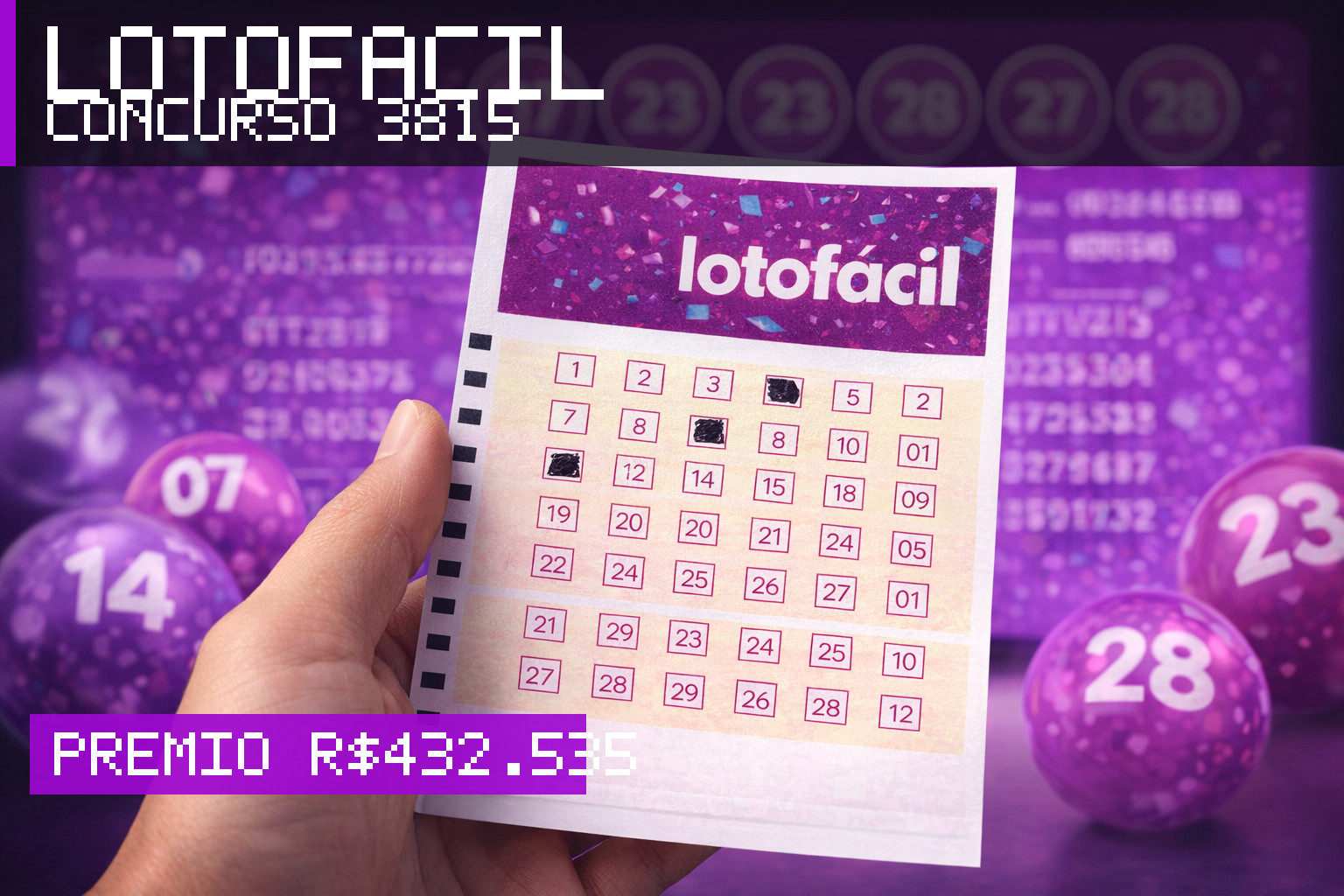 Resultado da Lotofácil, concurso 3815: prêmio r$ 432.535