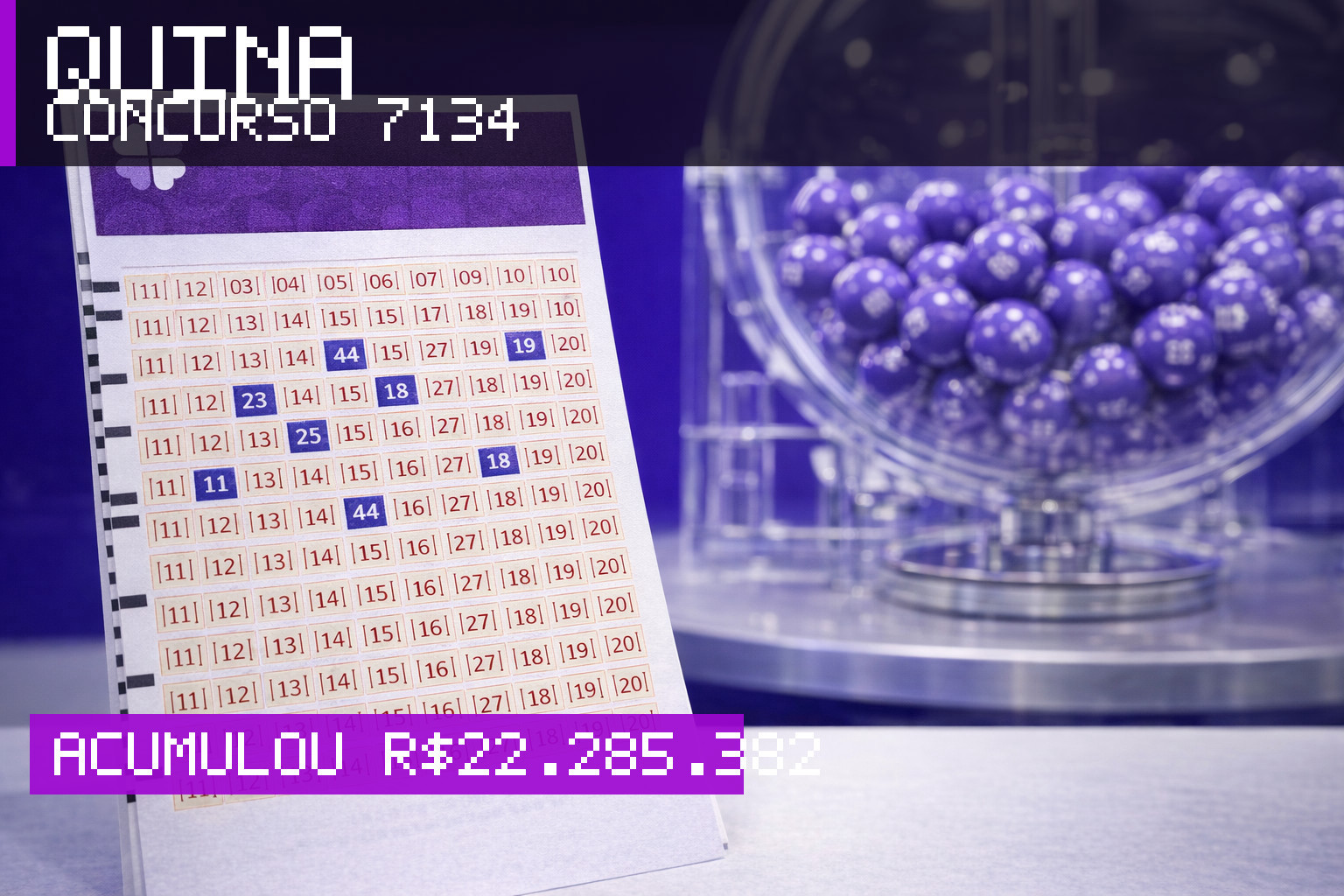 Resultado da Quina, concurso 7134: acumulou r$ 22.285.382