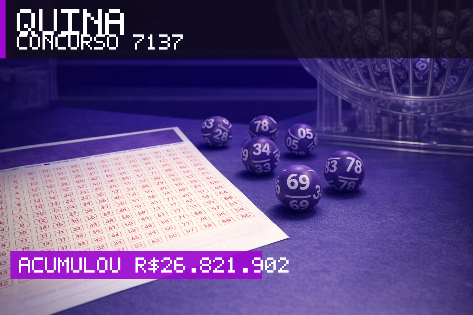 Resultado da Quina, concurso 7137: acumulou r$ 26.821.902