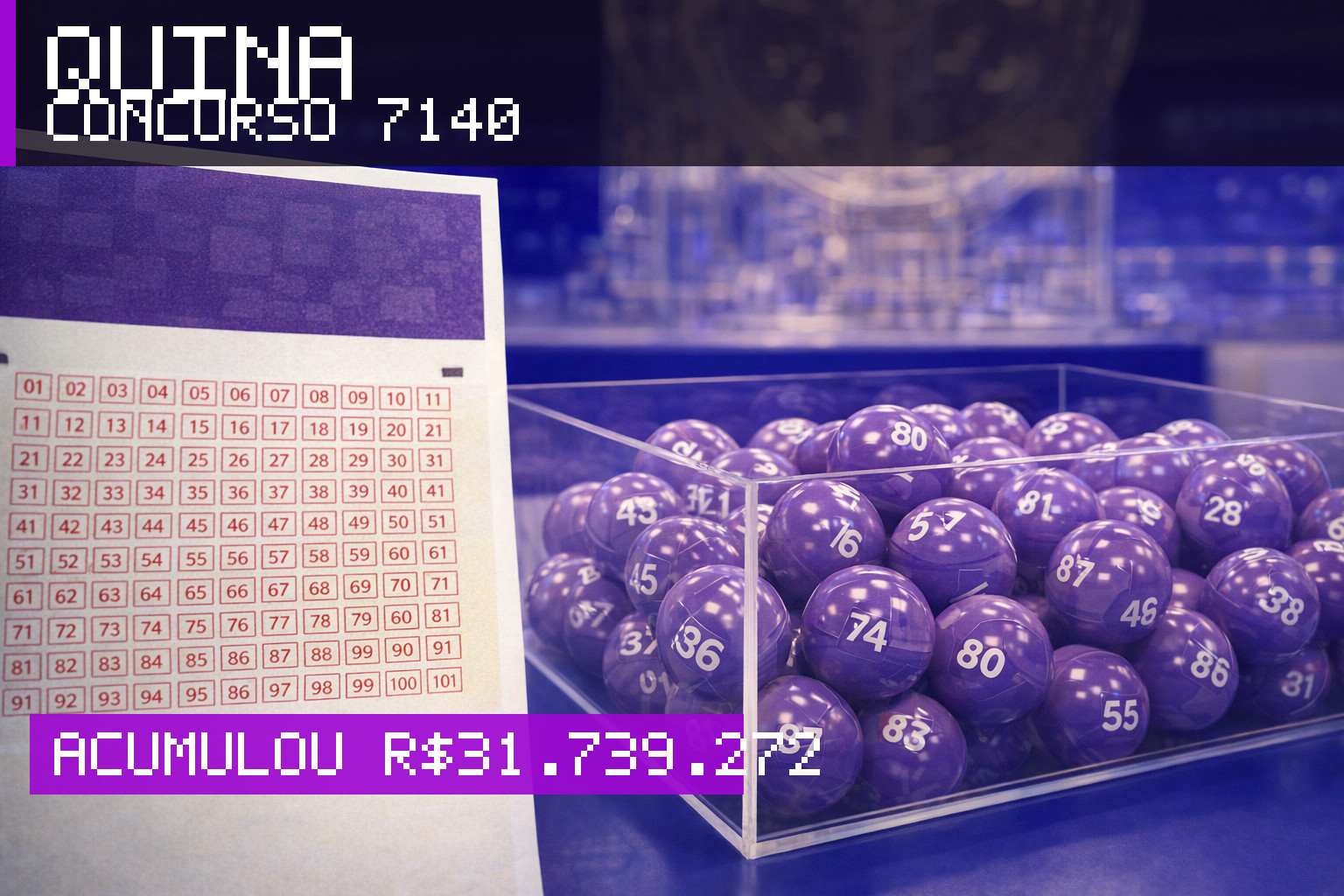 Resultado da Quina, concurso 7140: acumulou r$ 31.739.272