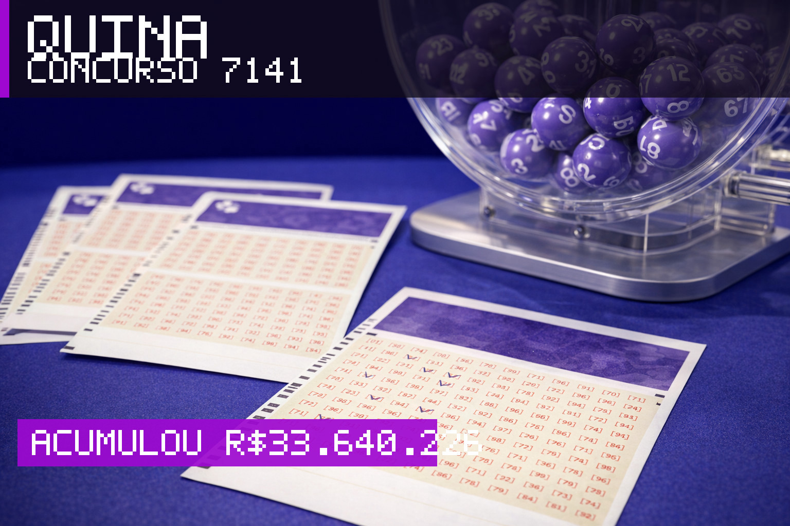 Resultado da Quina, concurso 7141: acumulou r$ 33.640.226