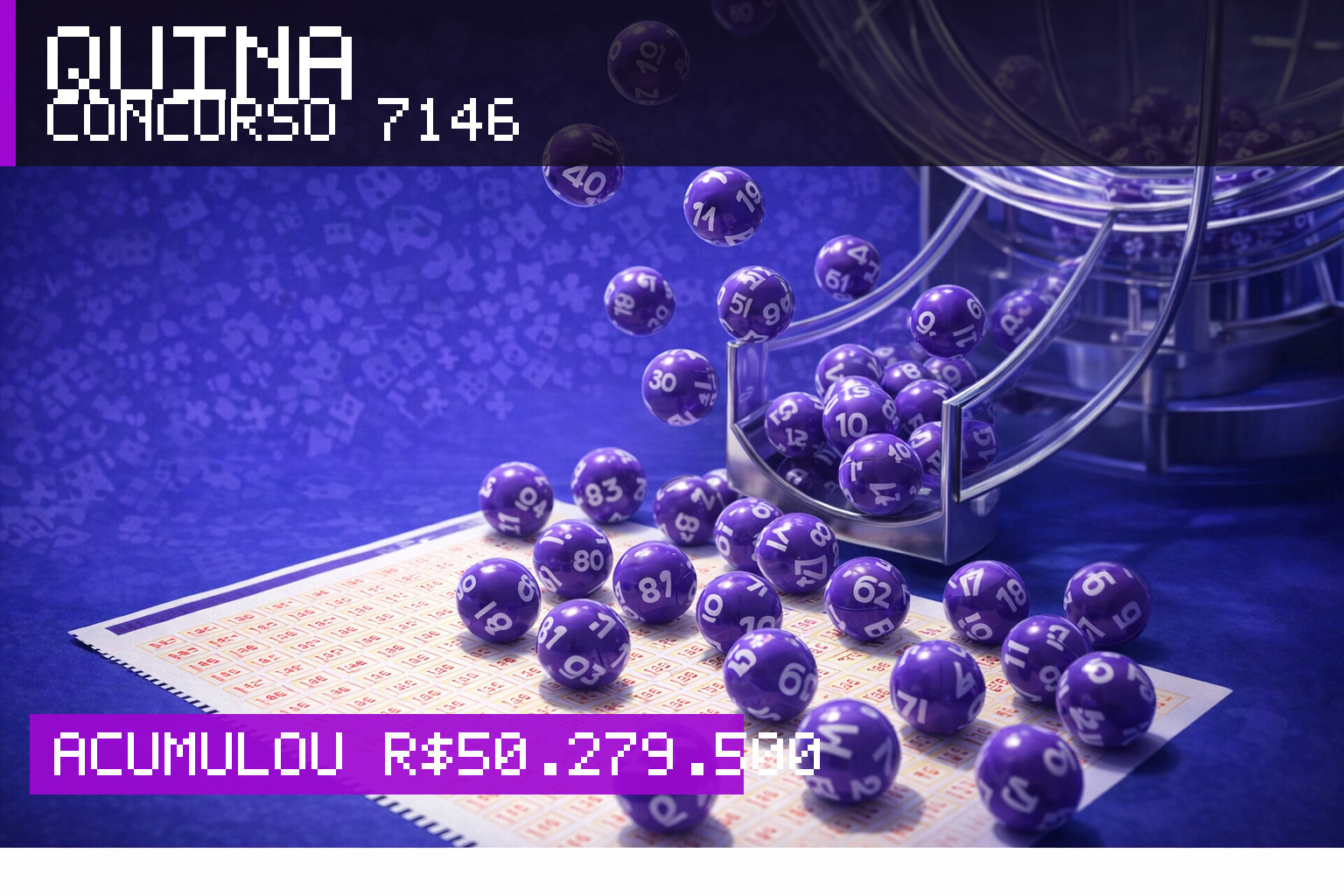 Resultado da Quina, concurso 7146: acumulou r$ 50.279.500